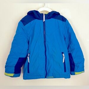 Lands End boys Grow along Nylon hooded Jacket waterproof bright thumbholes S 4